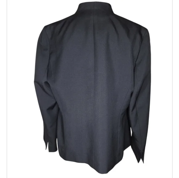 Kasper Women's Black High Neck Collarless Blazer Jacket Cuffable Sleeve Size 16W - Picture 2 of 9